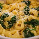 Butter Garlic Parmesan Tortellini with Spinach. Easy Valentine Recipe